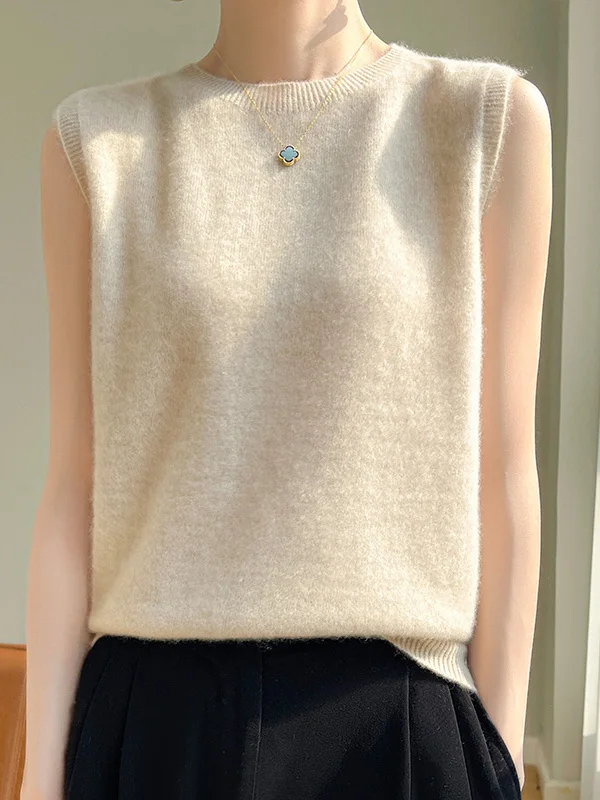 

00% чистая шерсть, низкий круглый трикотаж Ne Svel, женский осенне-зимний жилет с широкими бретелями, внутренняя одежда, многослойный жилет