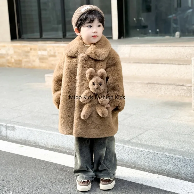 

Adorable and Stylish Boys' Winter Coat Baby Winter Wear Thickened Warm Cotton Jacket Children's Top Little Boys' Fluffy Coat