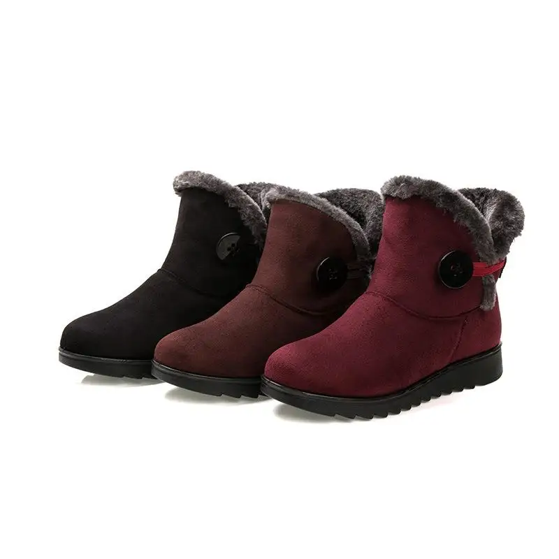 

New Beijing Cotton Boots Women's Large Size Mom Shoes Warm Mid-Aged And Elderly Snow Boots Thickened Winter Casual Shoes