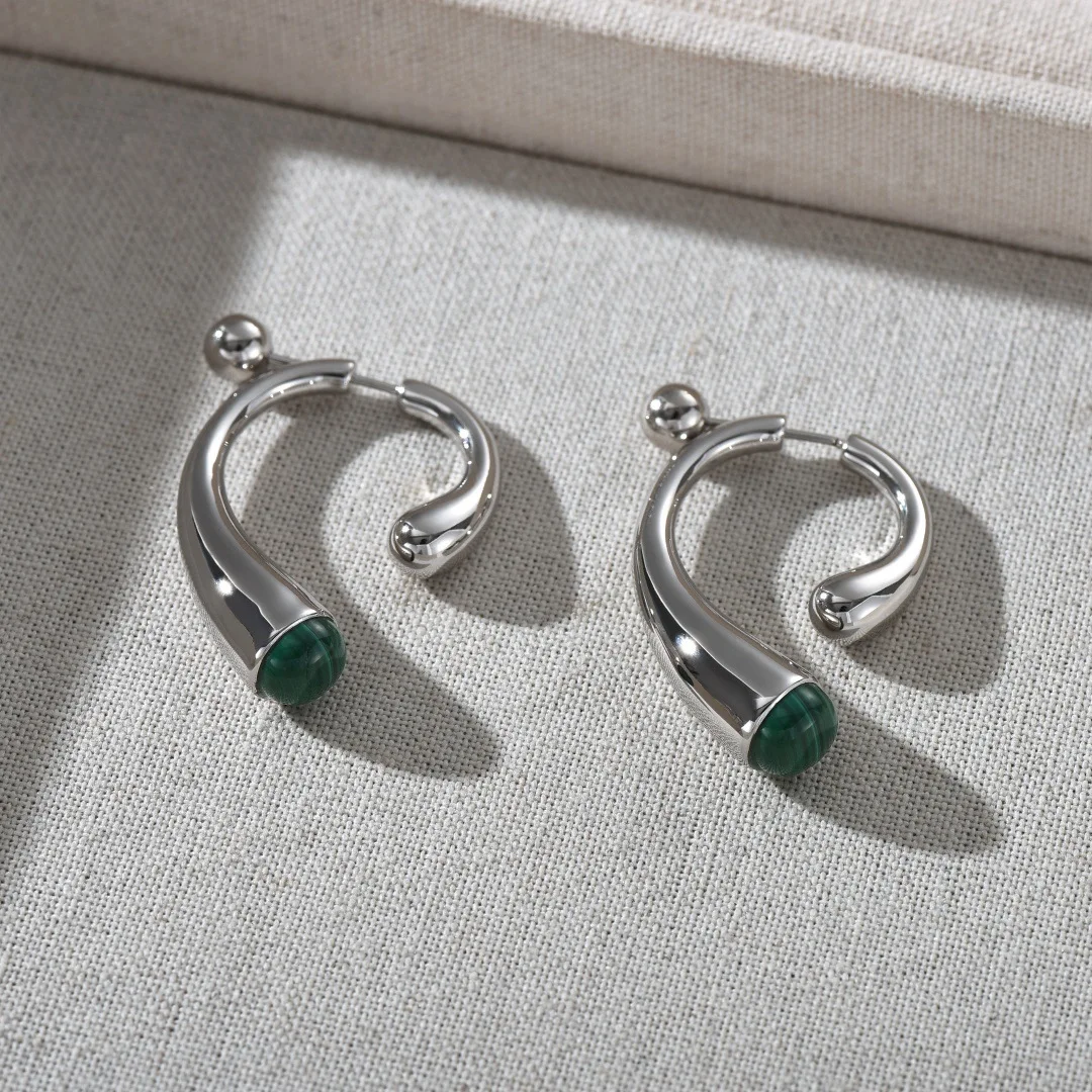 

Модные медные платиновые малахитовые серьги-капли воды, женские дизайнерские ювелирные изделия, тренд