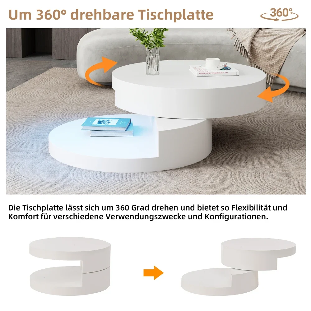 Moderner zylindrischer Couchtisch 360° ° Drehbare Wohnzimmermöbel mit einer Kapazität von 30 kg – Detail 25