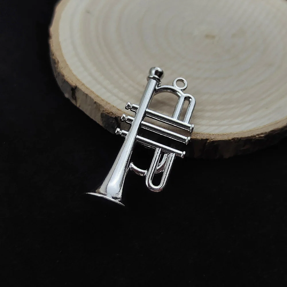 Metal Trumpet Charms Alloy Silvery Instrument Shape Pendant DIY Jewelry Accessories Rock Music Band Party Anniversary Gifts