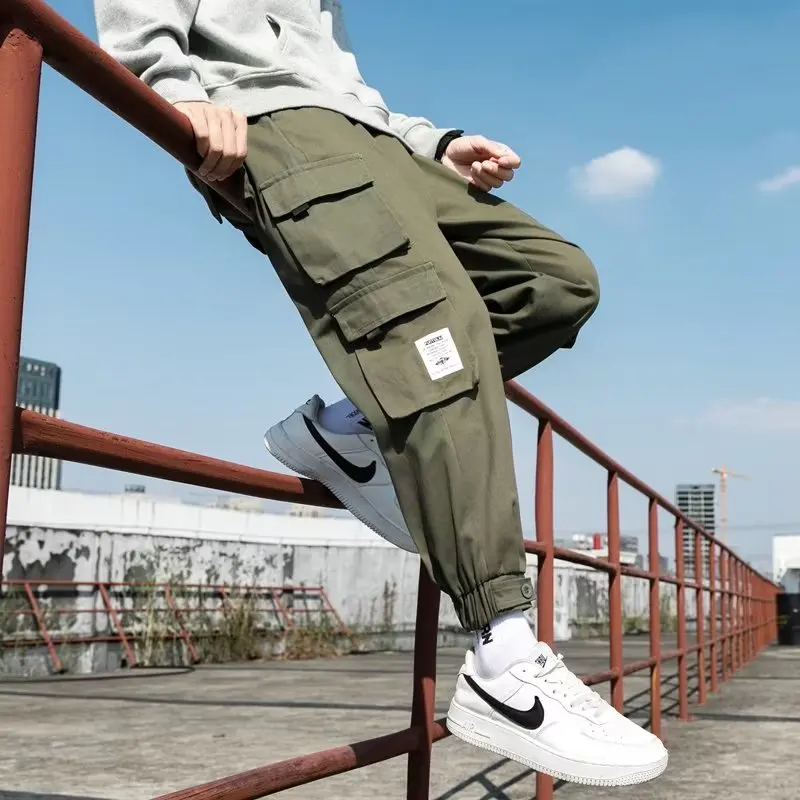 Hip Hop Street Popular Trousers Men's Casual Multi Pockets Loose Cargo Pants Korean New Male Outdoor Trousers Workout Pants 2023