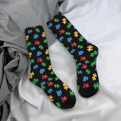 Autism Awareness Stockings Women Puzzle Pattern Socks High Quality Funny Socks Autumn Running Sports Non Slip Graphic Socks Gift