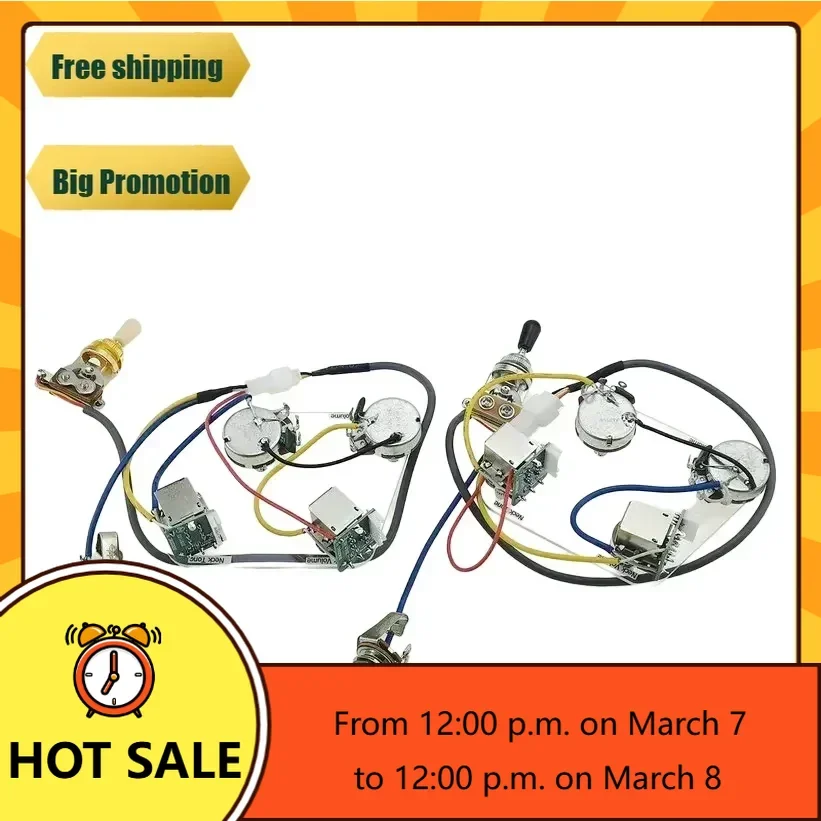 Q-X- Music Store-1 Set   Electric Guitar Pickup Wiring Harness Push Pull Switch Potentiometers For  No welding