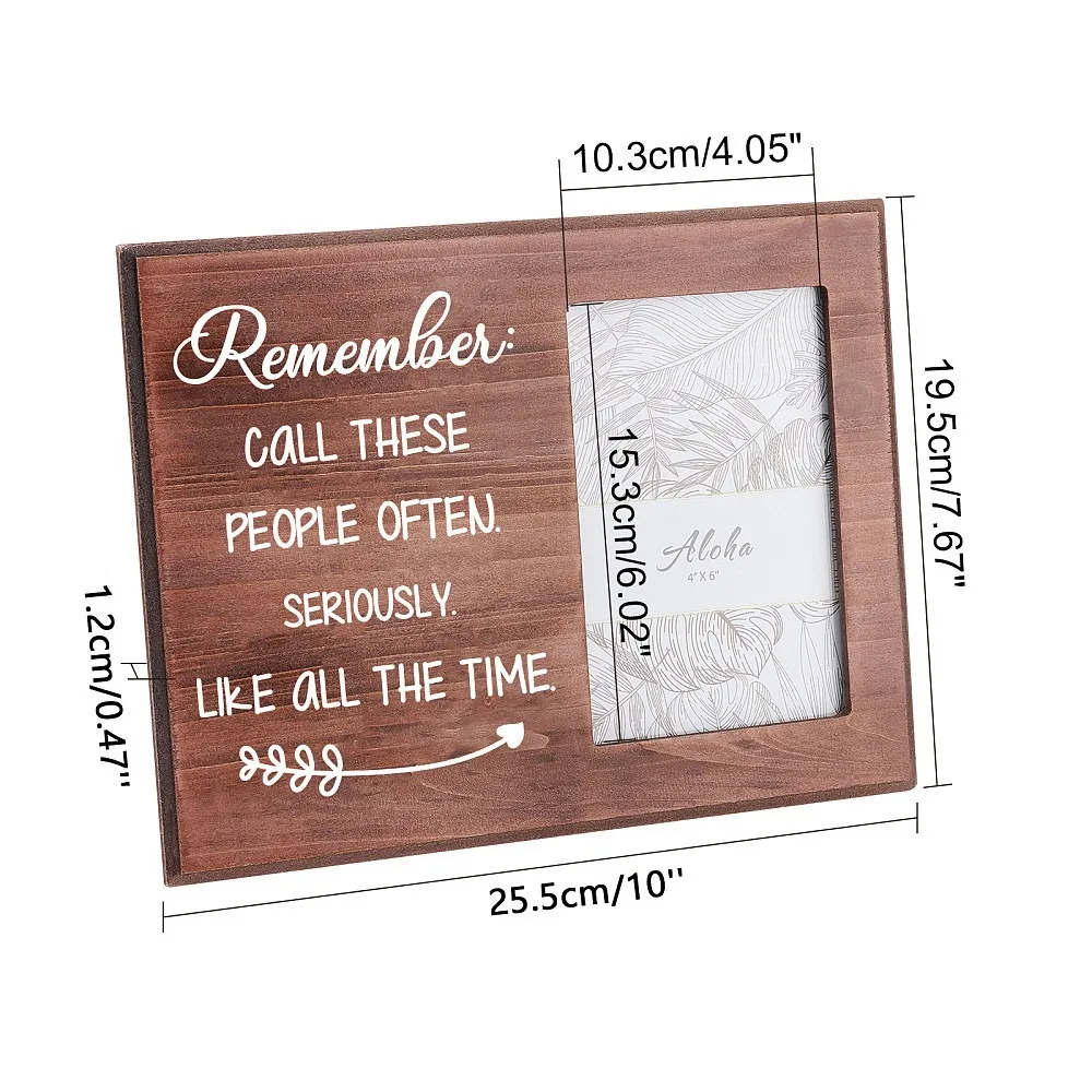 Wood Photo Frames for Tabletop Display Photo Frame Rectangle Word 195x255x12mm