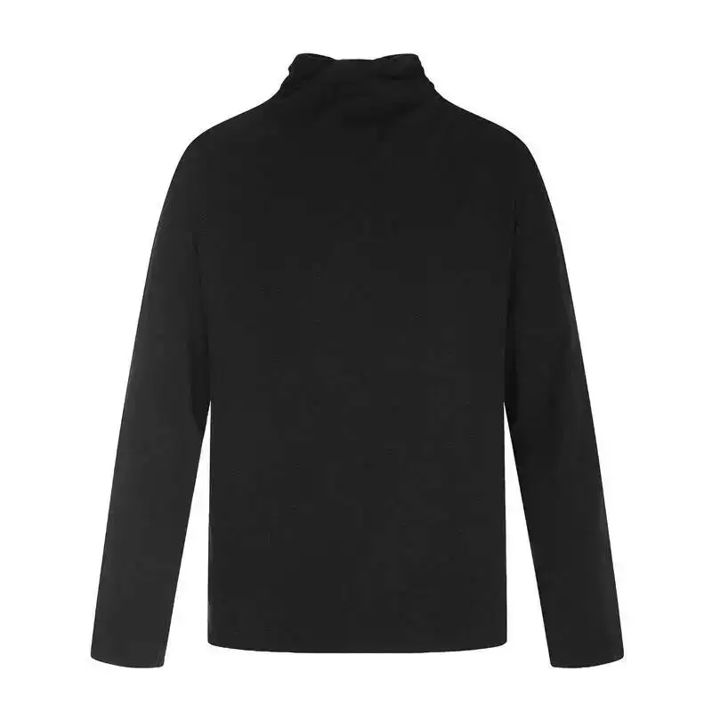 solid color layered collar long sleeve men's and women's t-shirt autumn fashion skin friendly loose casual base tops KL9N