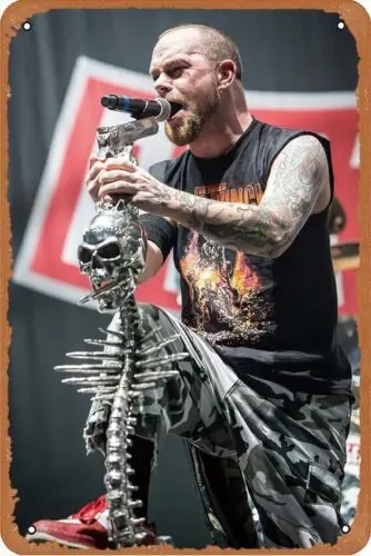 Five Finger Death Punch Ivan Moody on Stage with Skull Poster Metal Tin Sign