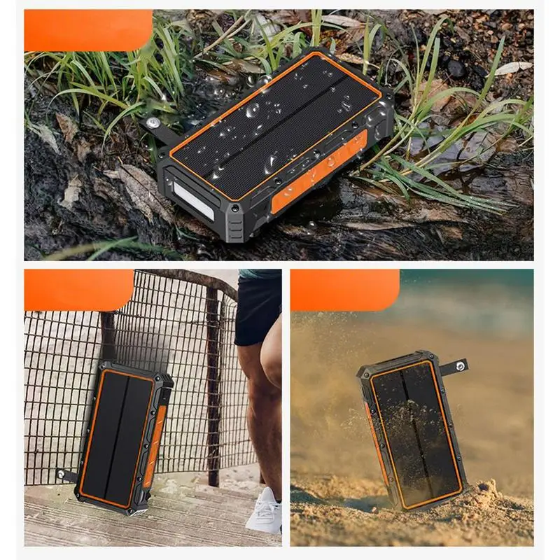 

Solar Power Bank Hand-Cranked Battery Bank With LED Light Built-In SOS Alarm Function And Compass Waterproof Powerbank For Women