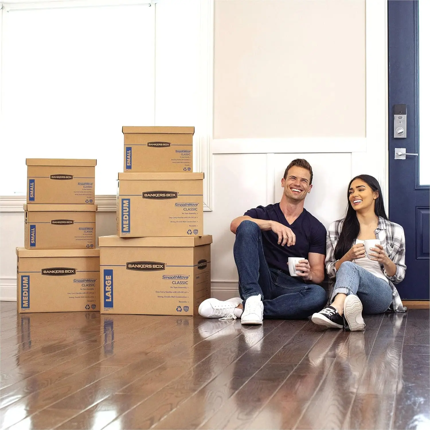 Cajas móviles pequeñas, paquete de 15, etiquetas preimpresidas, 16,5x12,25x12,675 pulgadas para una fácil organización