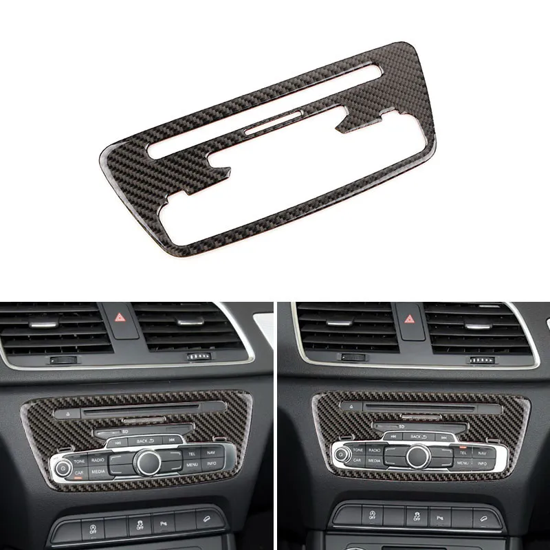 Carbon Fiber Car Center CD Control Panel Frame Decoration Sticker Car Interior Tuning Accessories Trim For Audi Q3 2013-2018