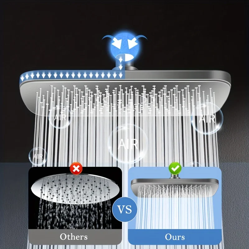 1pc High Pressure Rainfall Shower Head, Luxury Bathroom Showerhead, Adjustable Angles, Anti-Clogging Silicone Nozzles, Water Sav image 4