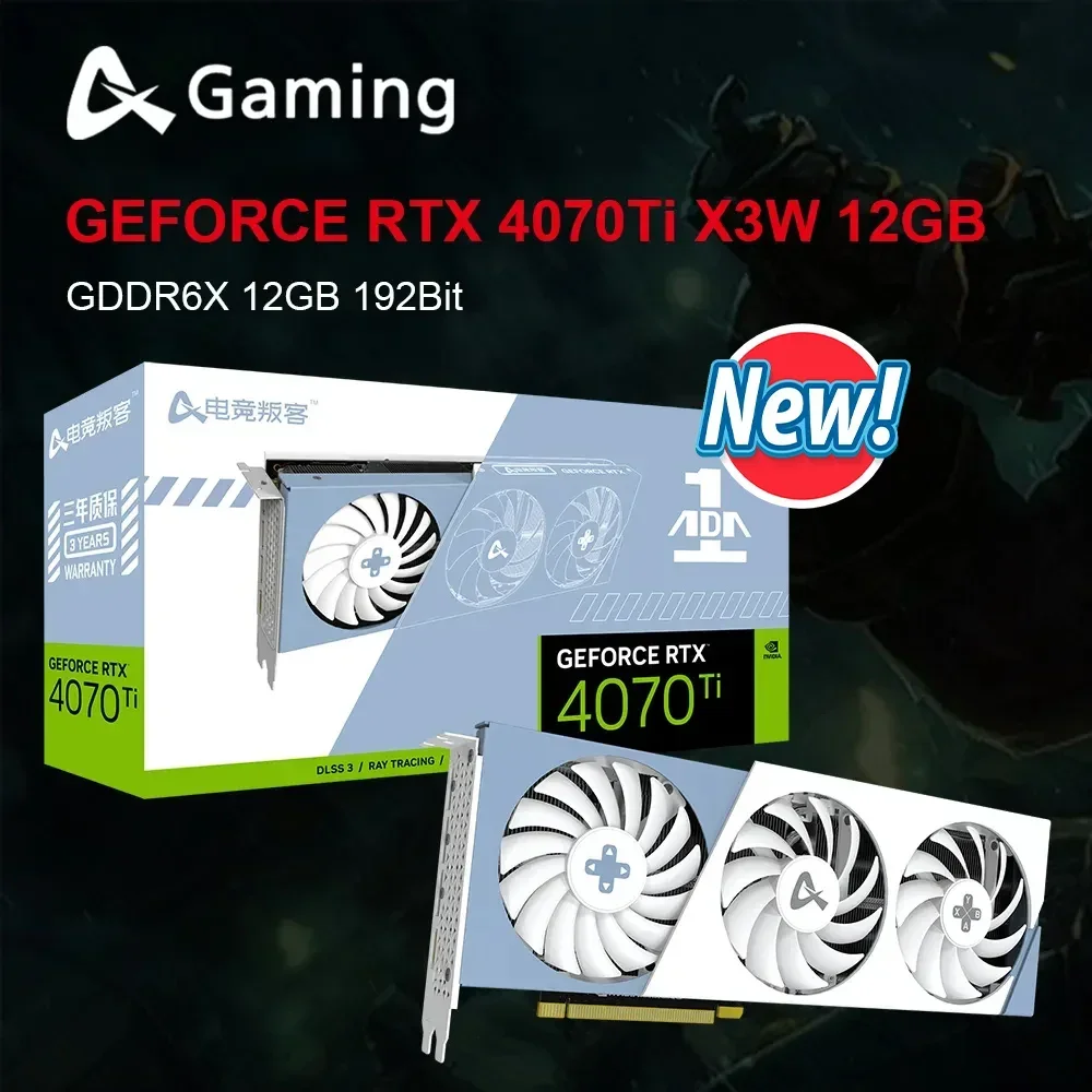 

US/EU AX GAMING RTX 4070 RTX 4070Ti X3W 12 ГБ Новая графическая карта GDDR6X 192 бит 4NM RTX4070Ti 16-контактные видеокарты NVIDIA GPU placa de