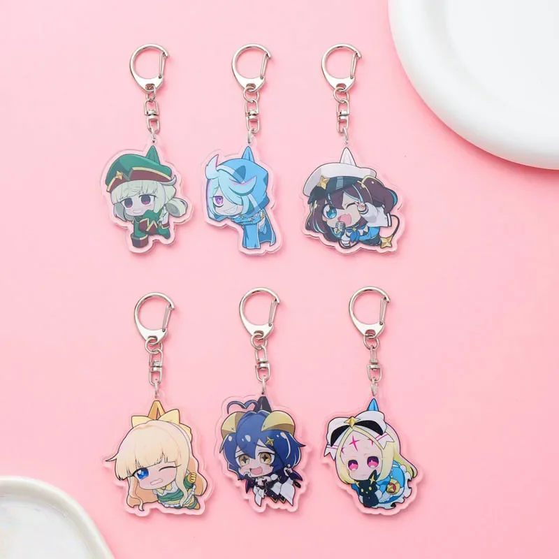 Anime Gushing over Magical Girls Acrylic Keychain Accessaries Cartoon Funny Bag Pendant Charm Car Cute Keyring Friends Gifts