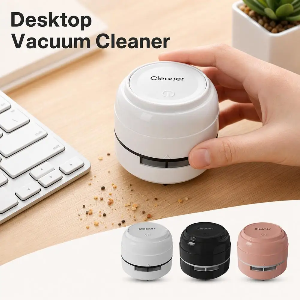 Desktop Vacuum Cleaner Mini Wireless Portable Keyboard Dust Sweeper Crumb Eraser Collector Battery Operated Office Home Car