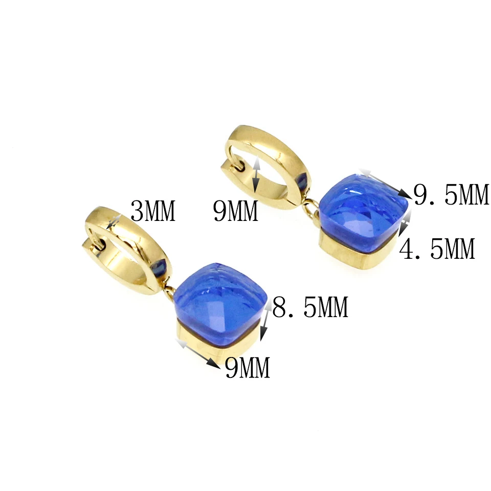 New Style Pretty Glass Stainless Steel Fashion Jewelry Blue Glass Pendant Earrings Love Earrings For Women\'s Party Wedding Gifts