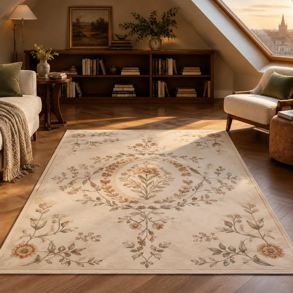 VIKAMA Floor Mat Oat White Botanical Inflorescence Study Cozy Washable Walk In Closet Bathroom Hallway Bedside Home Decoration