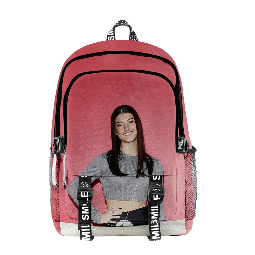 

Harajuku Celebrity Charli D 'Amelio Student School Bag Unisex 3D Print Oxford Waterproof Notebook multifunction Travel Backpacks