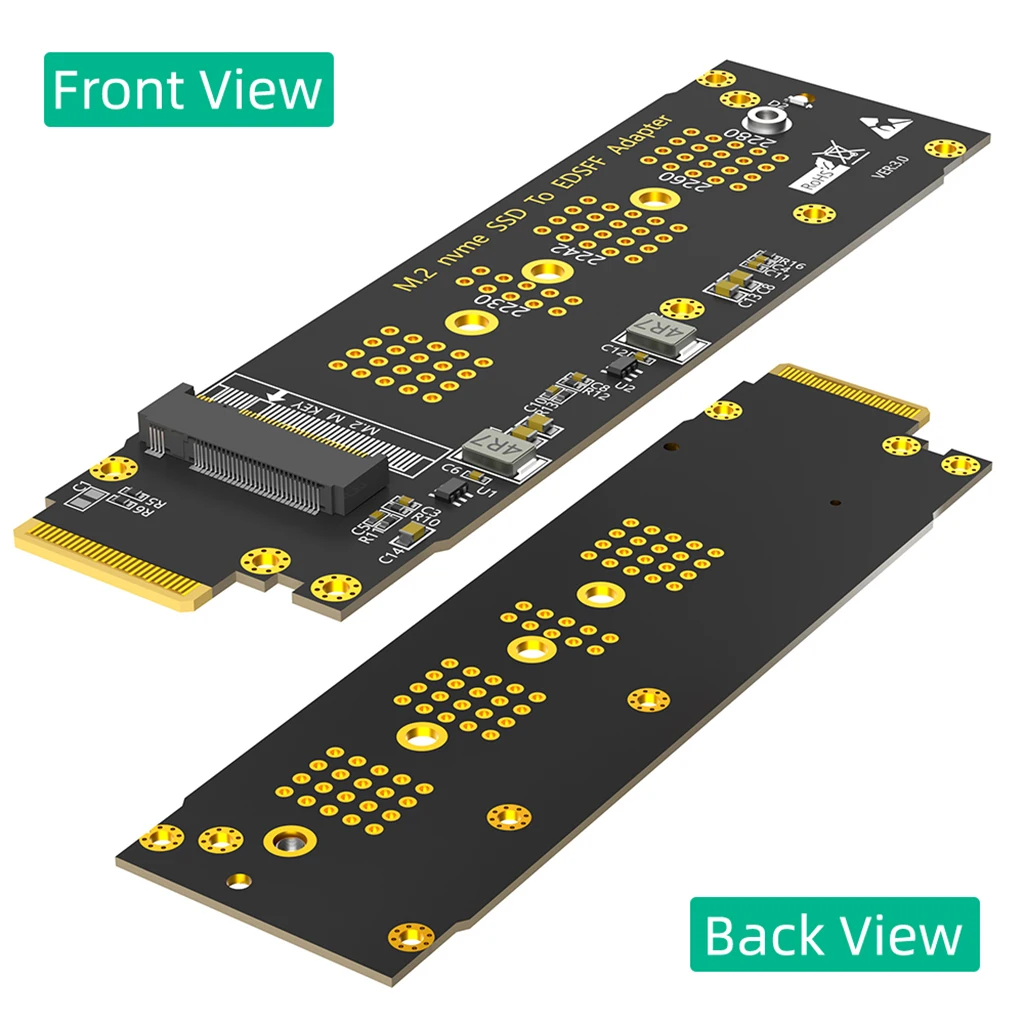 M.2 for NVME M Key to EDSFF E1.S Adapter PCIe 4.0/3.0 X4 Expansion Card for 1U Server Chassis Support 2230 2242 2260 2280 M2 SSD