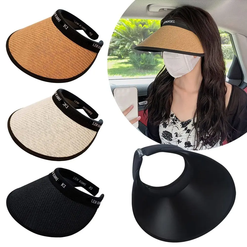 Foldable Beach Hat Women Wide Brim Sun Hat Visor Hat Adjustable UV Protection Roll-up Summer Casual Straw Cap