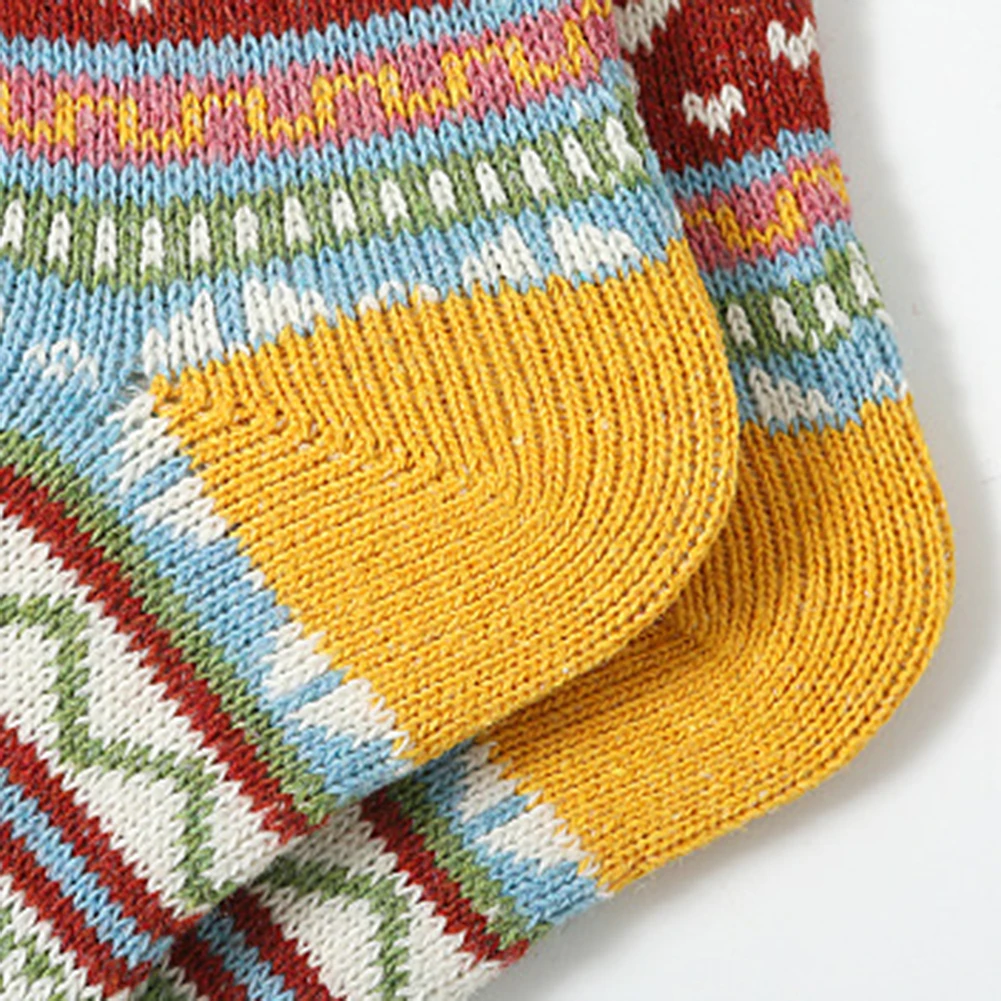 5 Paar Damen-Wollsocken, bunt, weich, warm, Ethno-Stil, Socken, warme Kabinen, nordische Socken, lustige, schweißableitende Socken für den täglichen Gebrauch – Detail 5