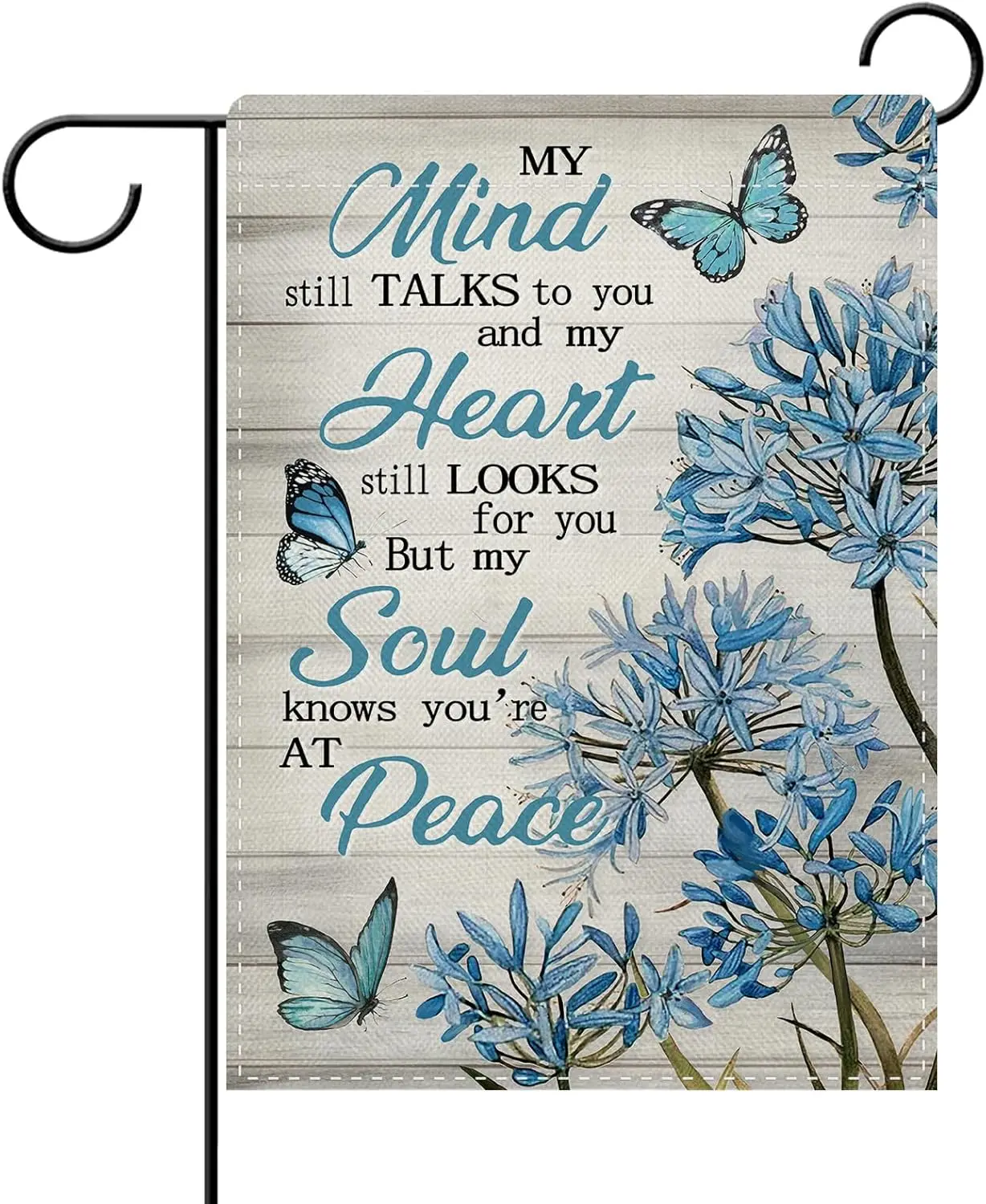 Dyrenson Blue Agapanthus Africanus Memorial Decorative Garden Flag, African Lily My Mind Still Talks to You Yard Outside Hom KZA