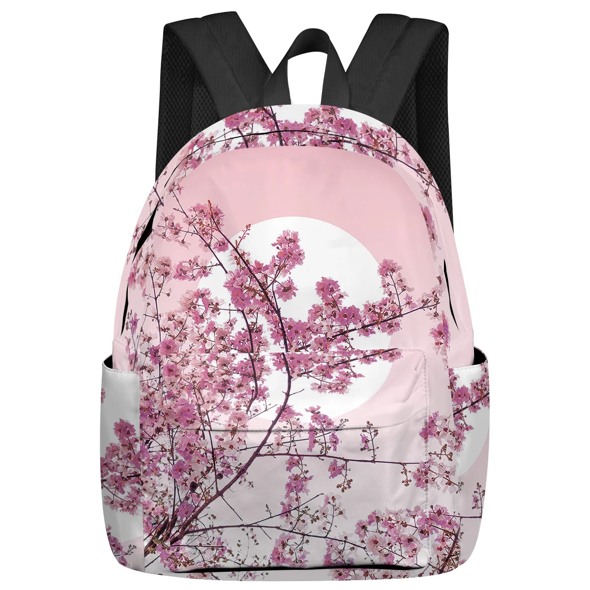 Sacos escolares estilo japonês para homens e mulheres, Cherry Tree Moon, mochila para laptop personalizada, viagem, estudante