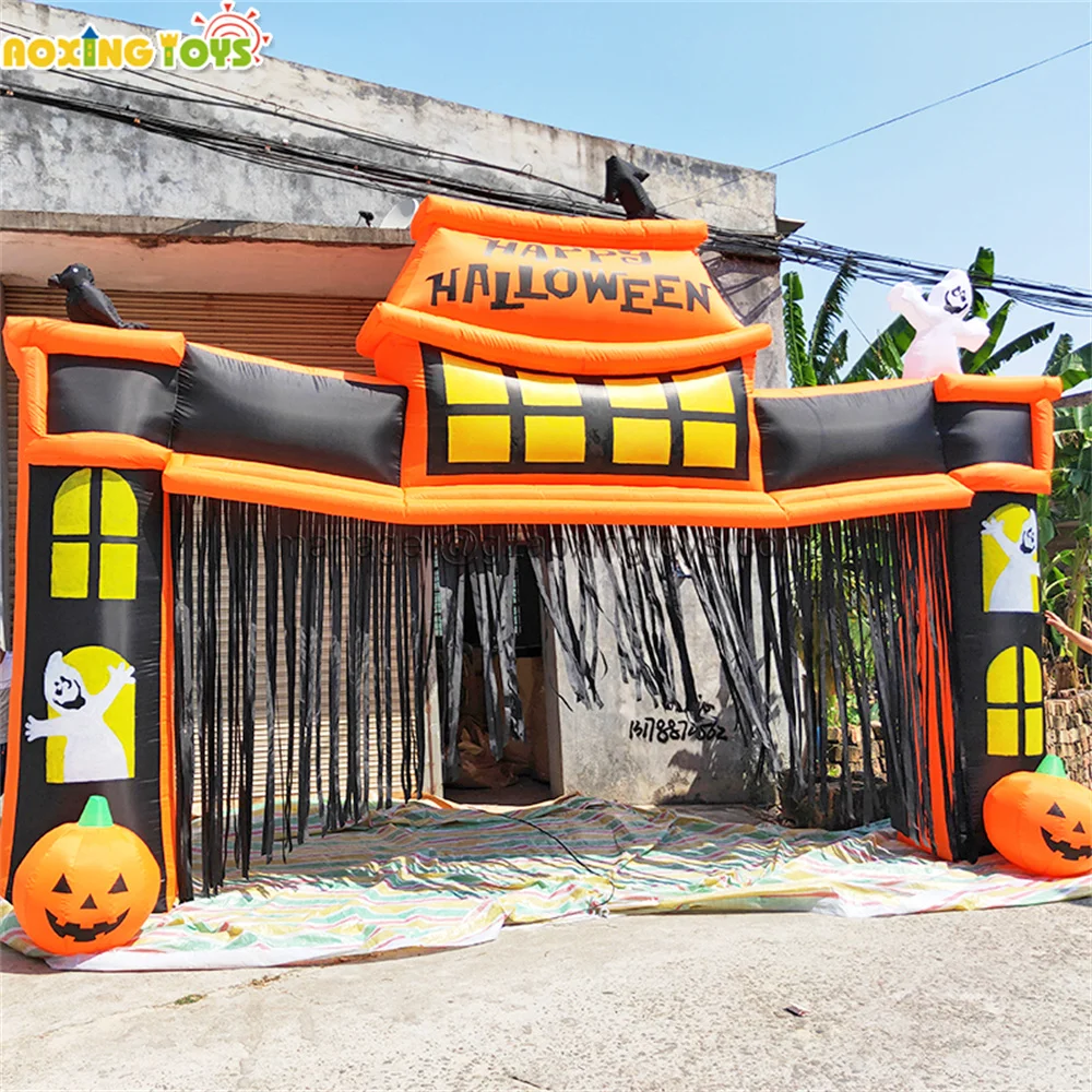 Giant Outdoor Halloween Inflatable Pumpkin Ghost Arch For Outdoor Yard Advertisement Decoration For Sale