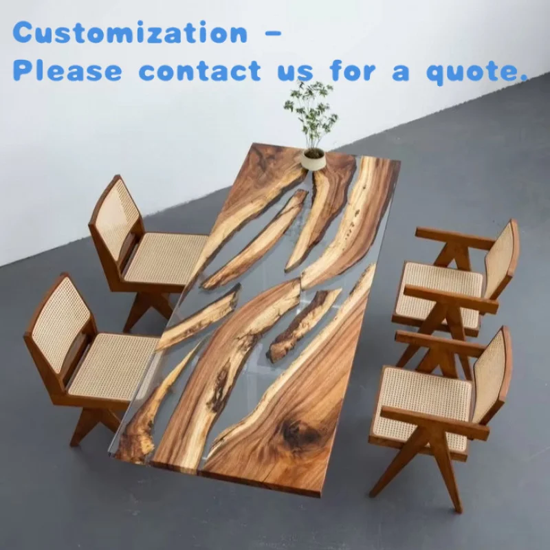 

custom.Modern Natural River Epoxy Resin and Wood Kitchen Table