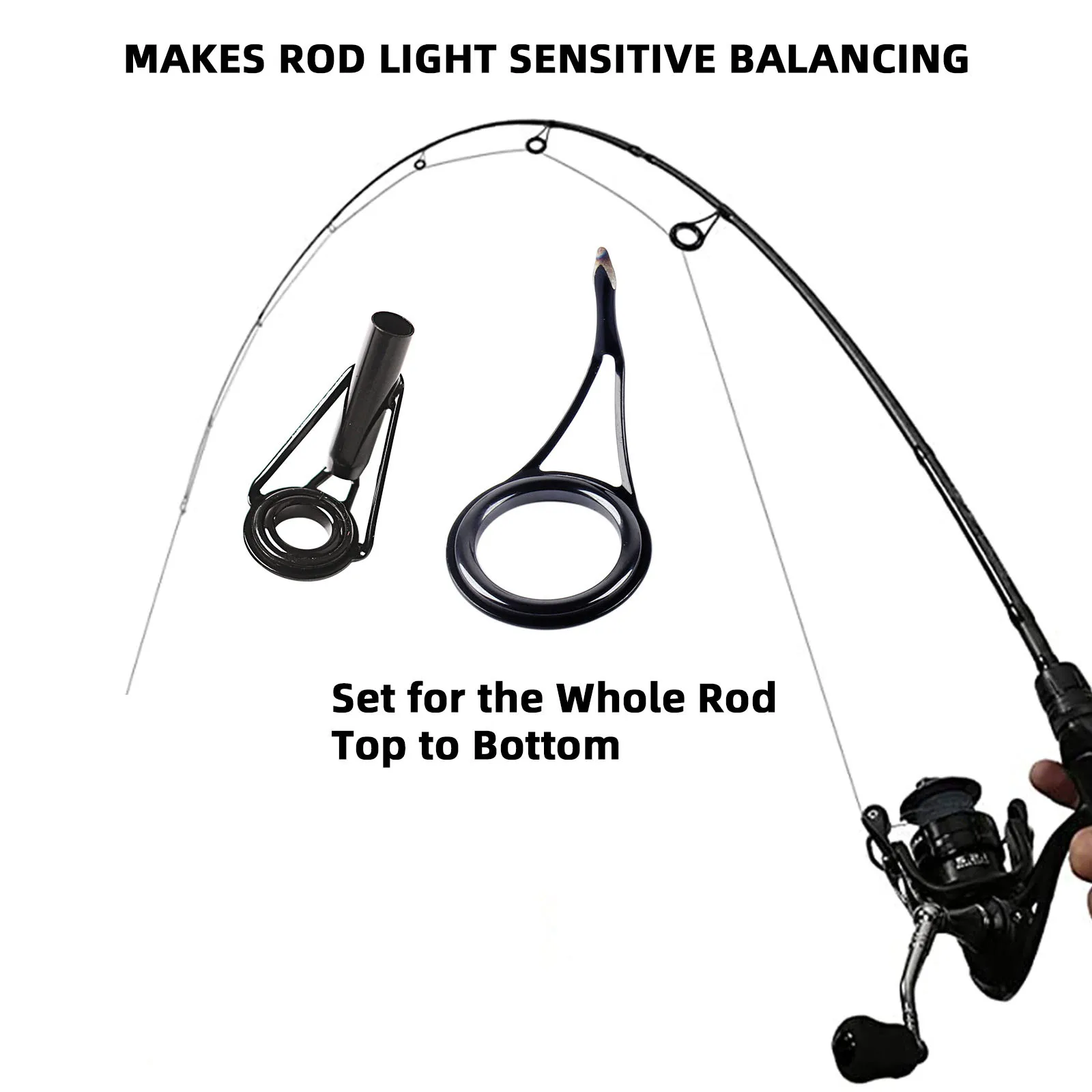 8Pcs Fishing Rod Guide Ceramic Rings High Carbon Steel Oval Top 6-30mm Pole Repair Kit Replacement Set Fishing Gear Accessories image 4