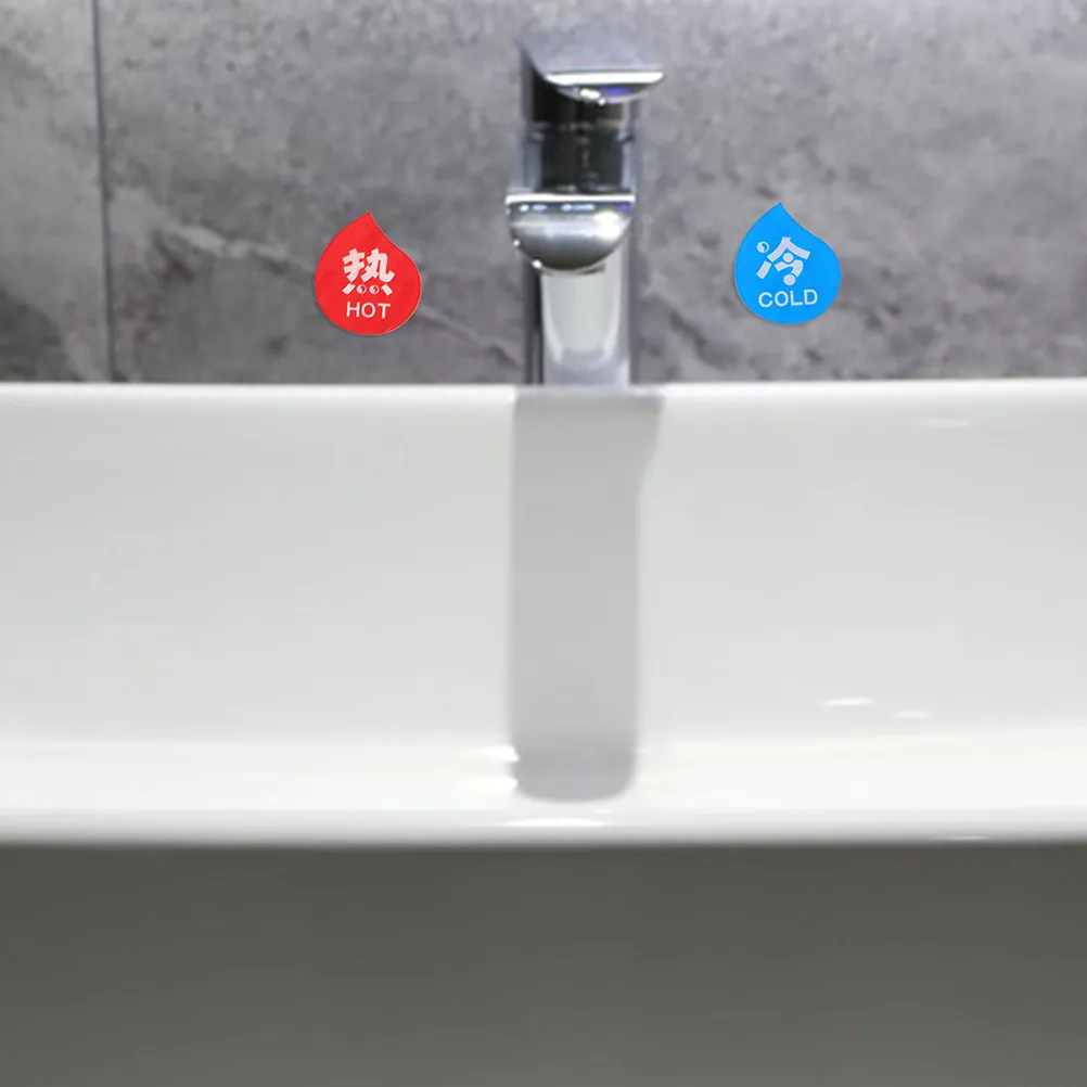 10Pairs Hot Cold Water Labels Acrylic Stickers for Faucet Bathroom Shower Hot Cold Water Small Labels Safety Signs