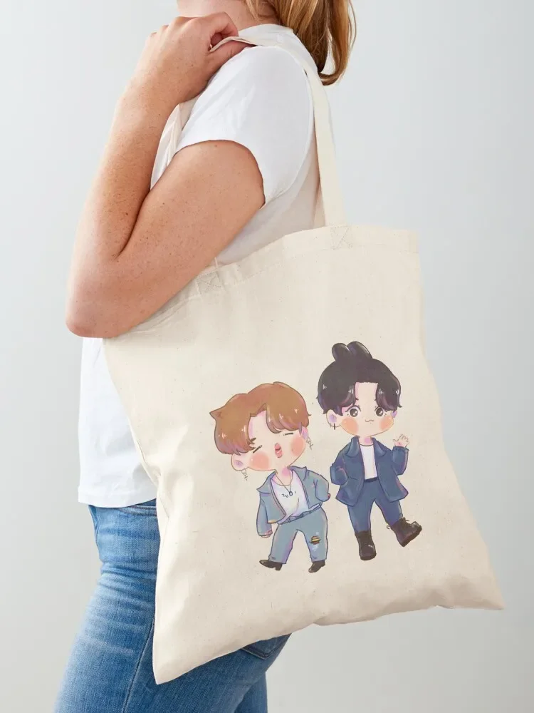 

denim duo Tote Bag canvas shopping bag supermarket folding bag tote bags aesthetic Women's handbag