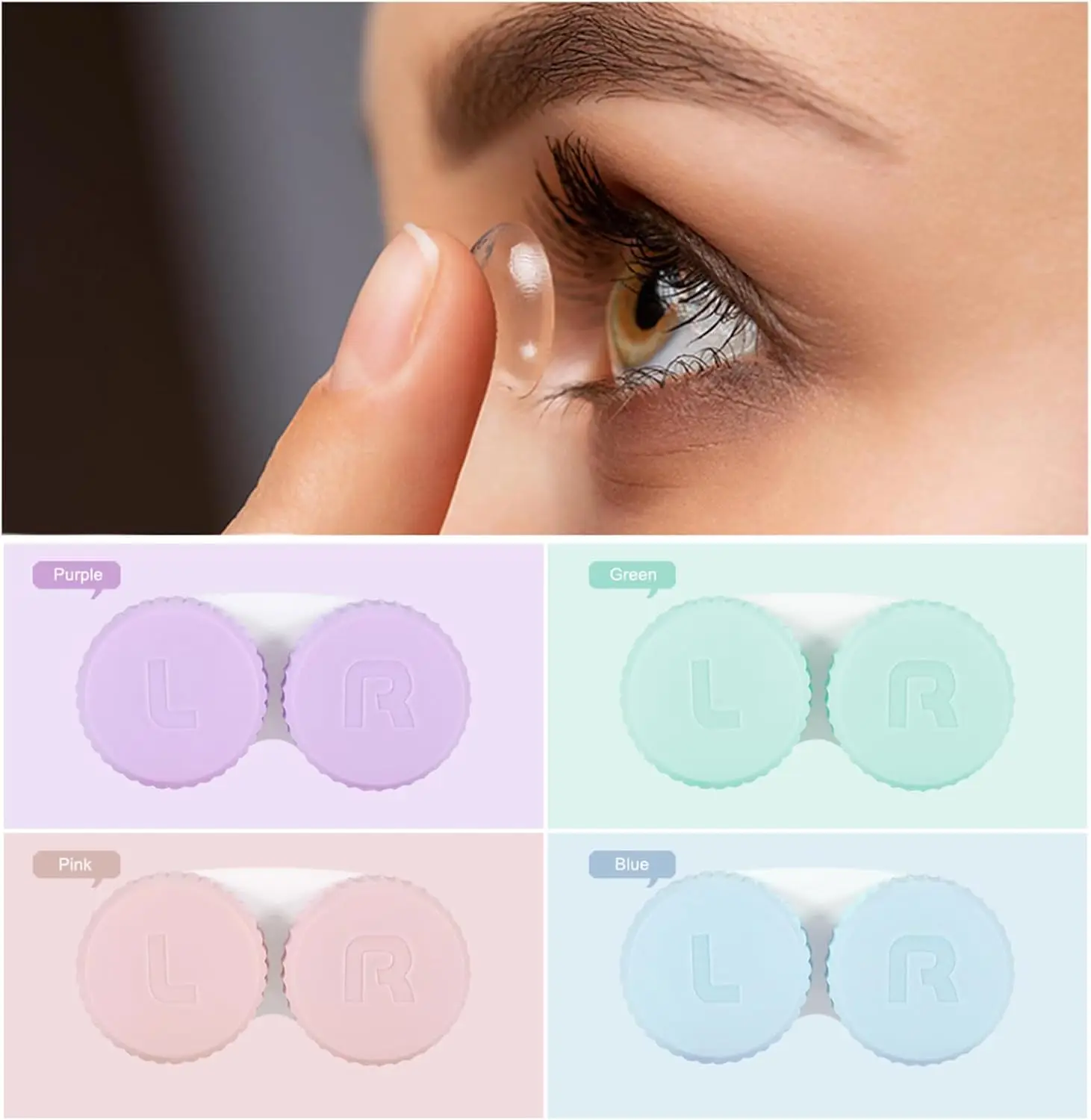 Boîte de étui pour lentilles de contact, mini étui pour lentilles de contact, conteneur de support de boîte en vrac coloré, ensemble de étuis pour lentilles de contact