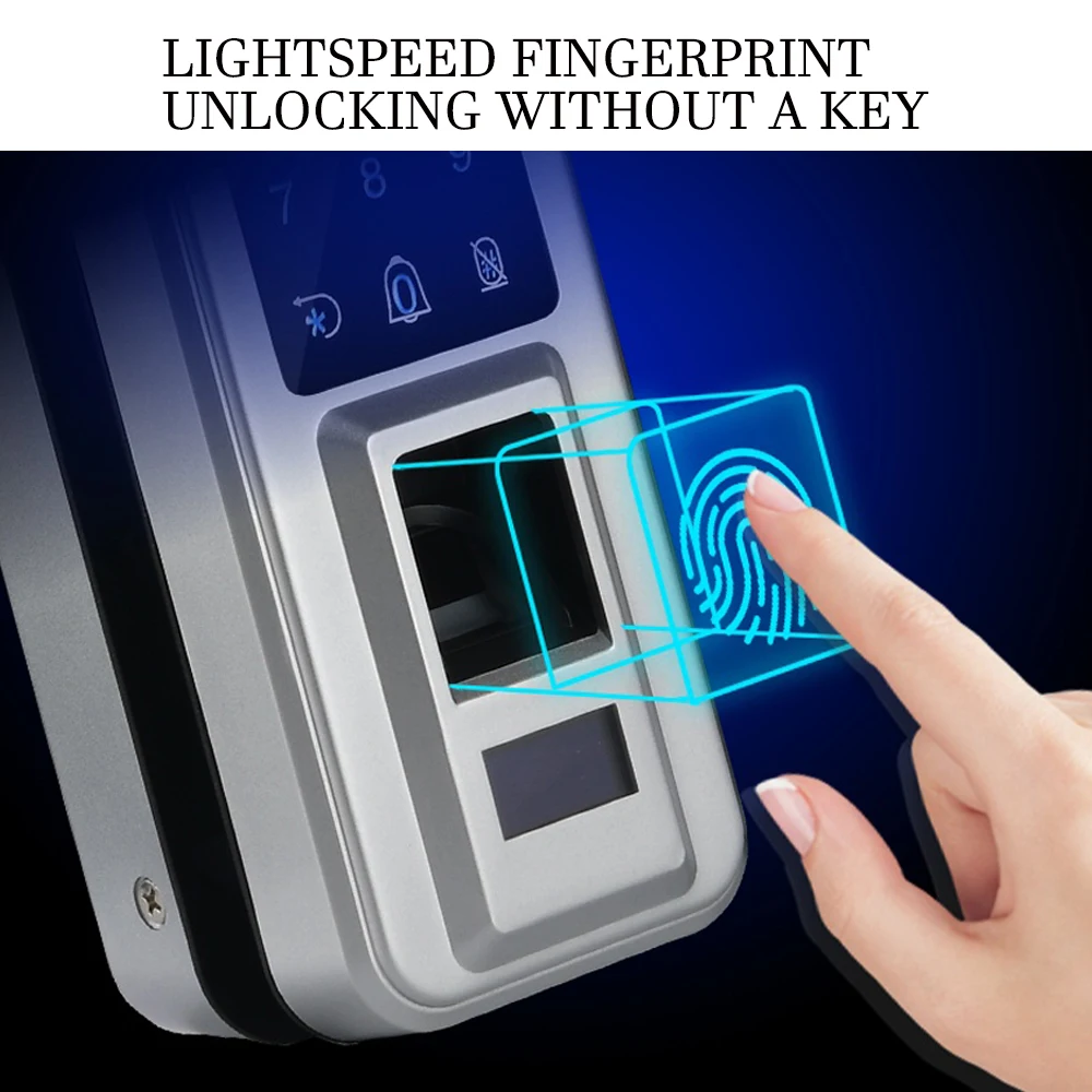 도어 잠금 앱 유리 지문 블루투스 스마트 안경 전자 생체 인식 도어 잠금 장치 13.56Mhz RFID 원격 제어 잠금 해제