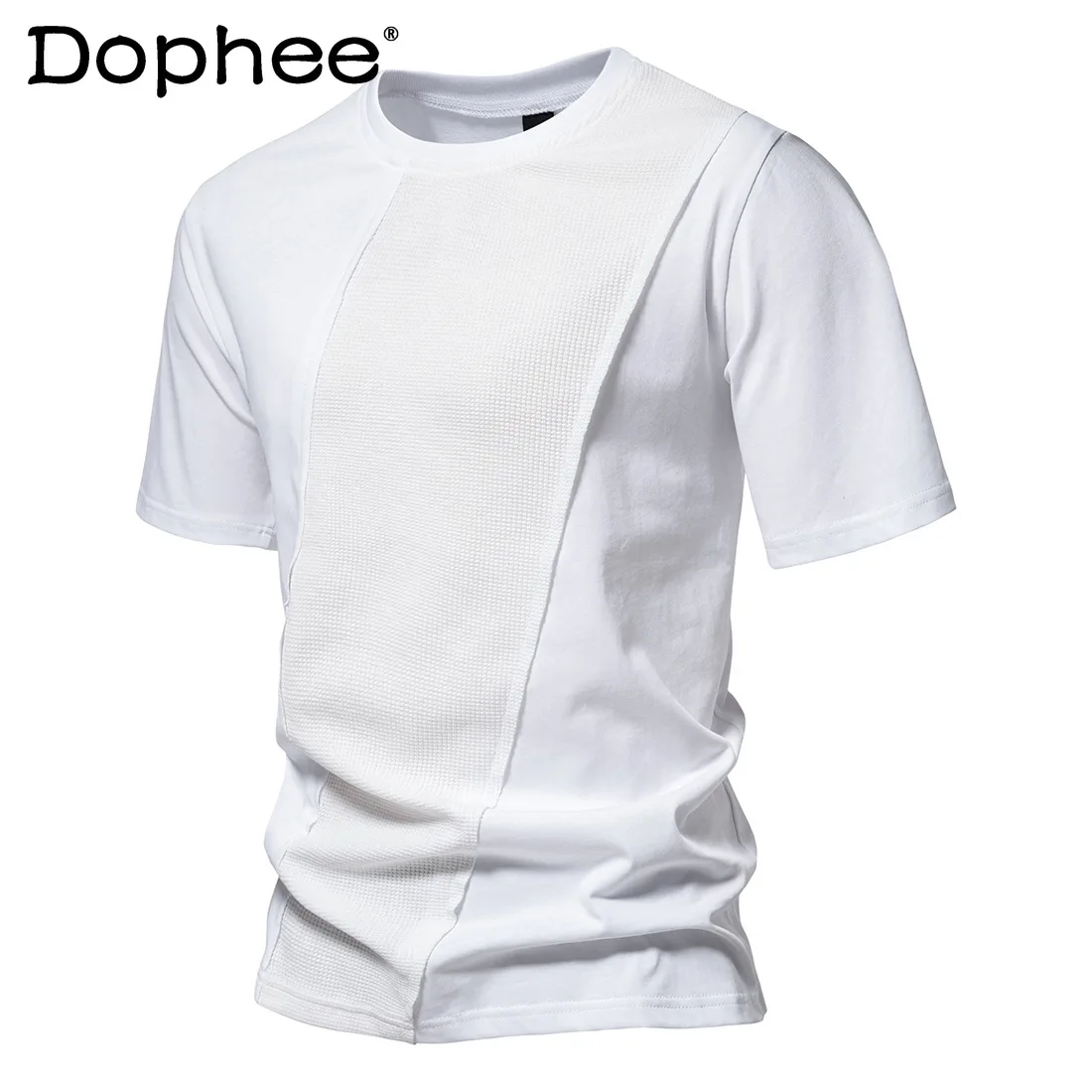 

2024 Summer Men's Personality Solid Color Cotton Short Sleeve T-shirts Simple Half Sleeve Round Neck Trendy Male T-shirt