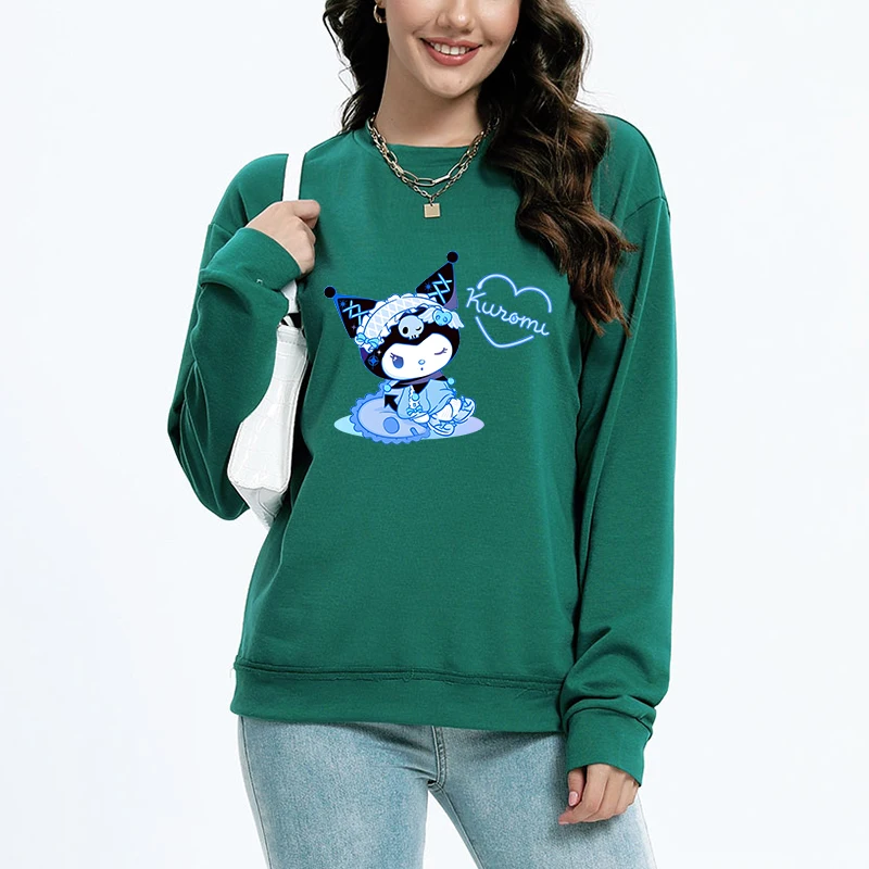 Pullovers Clothes Street Woman Sweatshirt Printing  Soft Comfortable Crewneck Sweatshirt Streetwear Kuromi Cartoon Hoodie Autumn