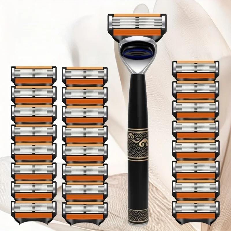 Six layer blade, reusable design, imported blade with high precision, easy to replace head, manual shaver suitable for men