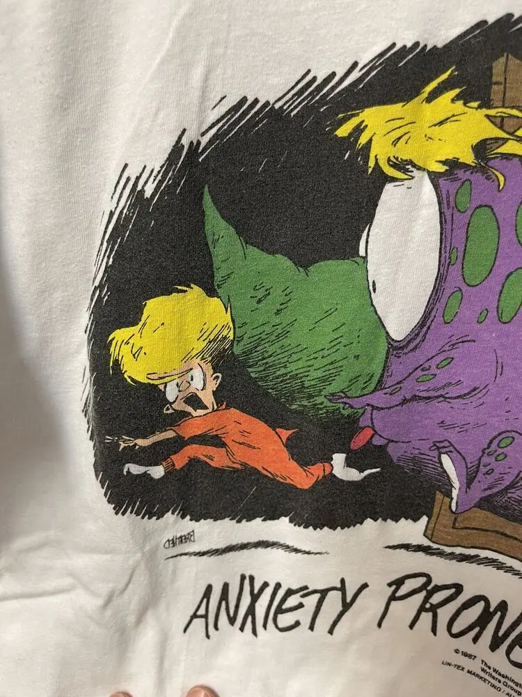 Vintage 1987 Anxiety Prone T-Shirt Bloom County Comic Strip XL New Condition !!!