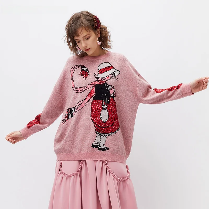 

Pink Knitted Wool Blend Pullover Sweater New Spring 2026 Ground Show Soft Medium Acrylic 45.9% Wool 27.8% Nylon 26.3% Fiber