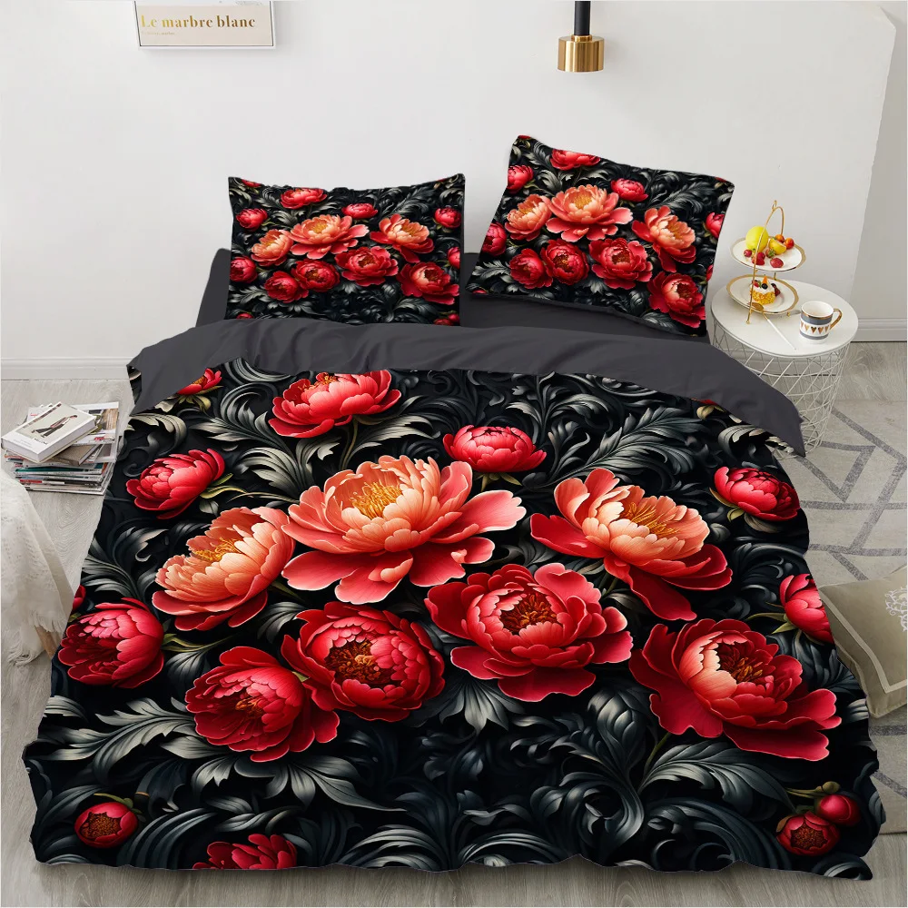

2/3pcs bedding set Digital Print Comfortable Duvet Cover for Home Bedroom Decoration, 1 Duvet Cover and 2pillowcase with Zippers
