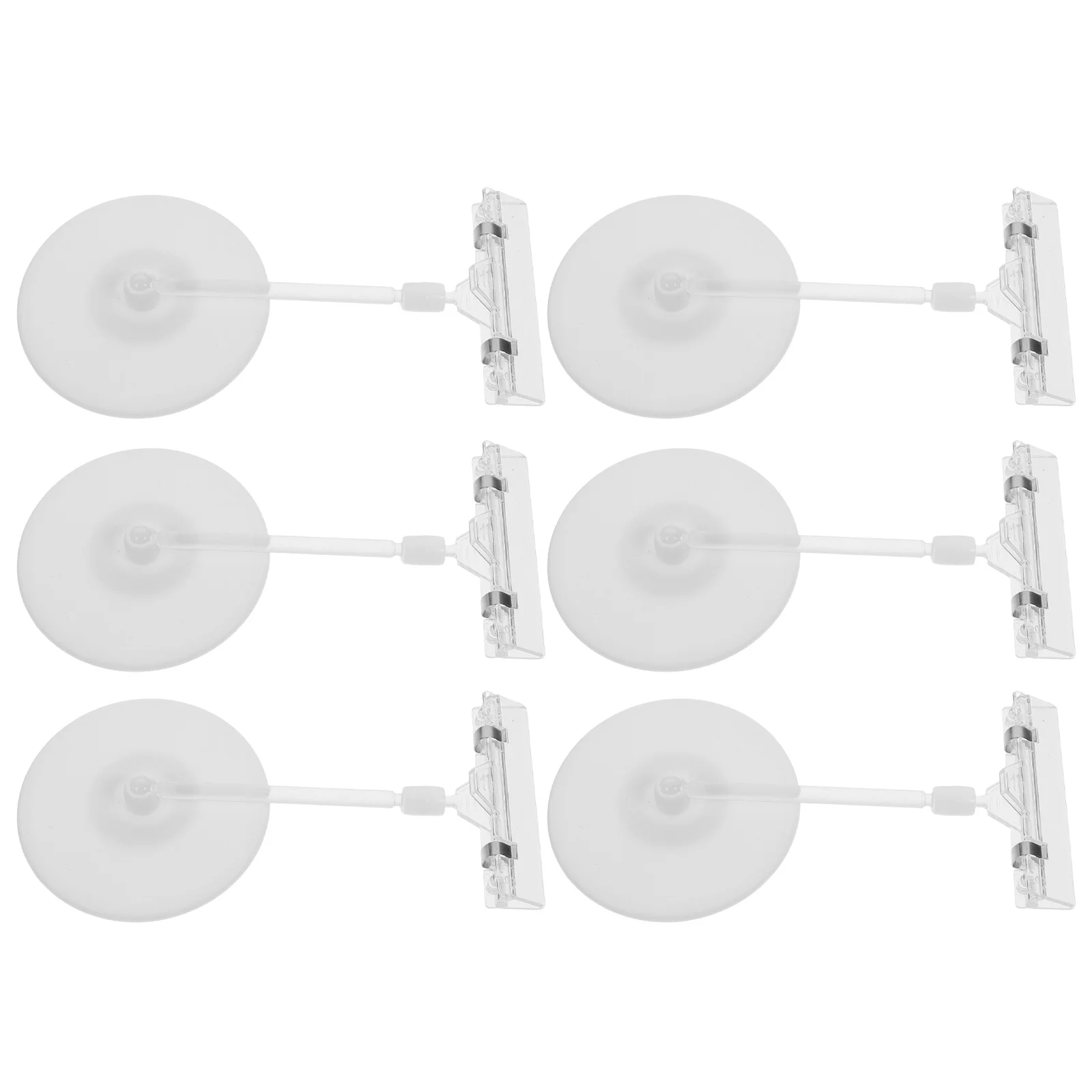 6-teiliges Etikettenklammern mit rundem Scheibenständer, durchsichtiger Kunststoff, Schilderhalter für Einzelhandelsgeschäfte, Verkaufsschilder, Display, Abs, Preiskartenhalter, vertikal