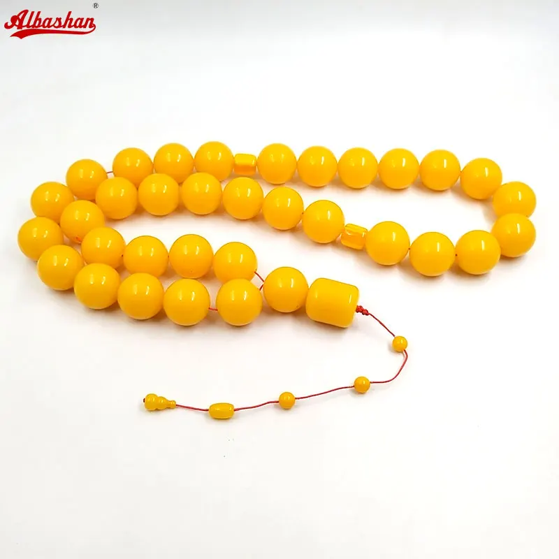 

Tasbih 30MM Super Big Size Yellow Resin Collect art Arabic Misbaha Rosary muslim Art Collection Eid Adha Gift Islamic