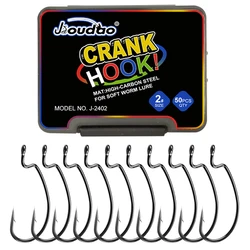 Offset Cranl Fishing Hooks Bass Worm Hooks Wide Gap Bait Texas Rig Jig Fish Hooks for Bass Trout Saltwater Freshwater Fishing