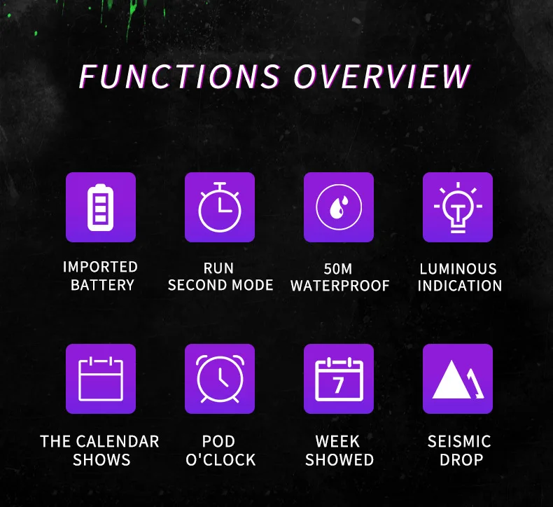 SMAEL SMAEL Orologio da coppia per studenti sportivi per il tempo libero Orologio elettronico luminoso impermeabile da 50 m con quadrante grande