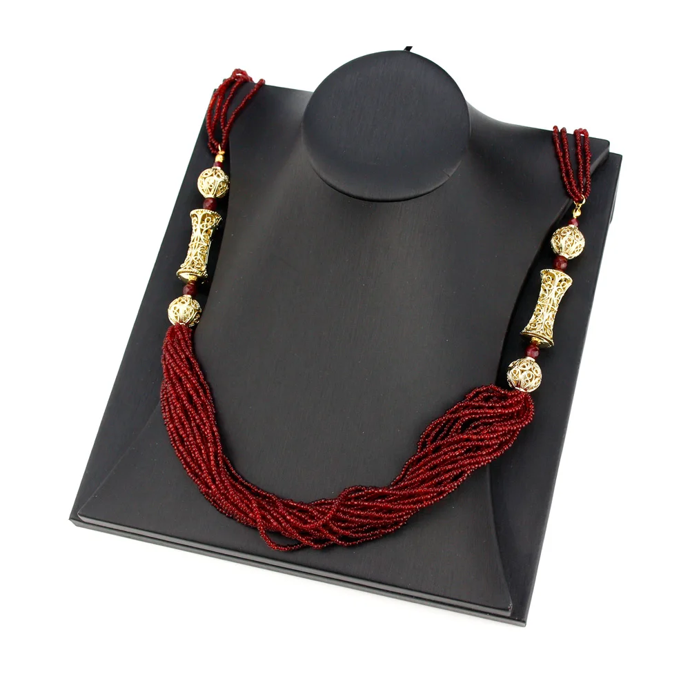 Neovisson Elegent Wedding Jewelry Long Beads Necklace For Women Handmade Natural Stone Gold Color Clothing Accessorie Gift