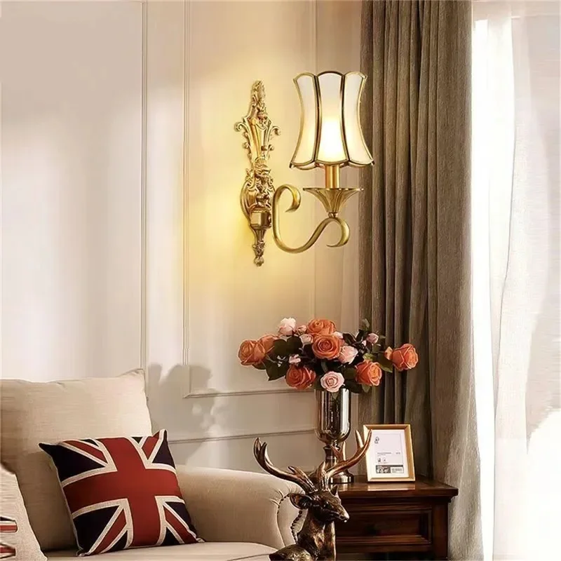 TYLA Contemporary Brass Wall Lamp American Retro LED Living Room Bedroom Study Room Hotel Villa Model Room Hall Way Aisle Ligh