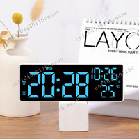 Intelligent Alarm Clock LED Multifunctional Electronic Clock Mirror Large Screen Digital Clock Battery Plug Dual-use