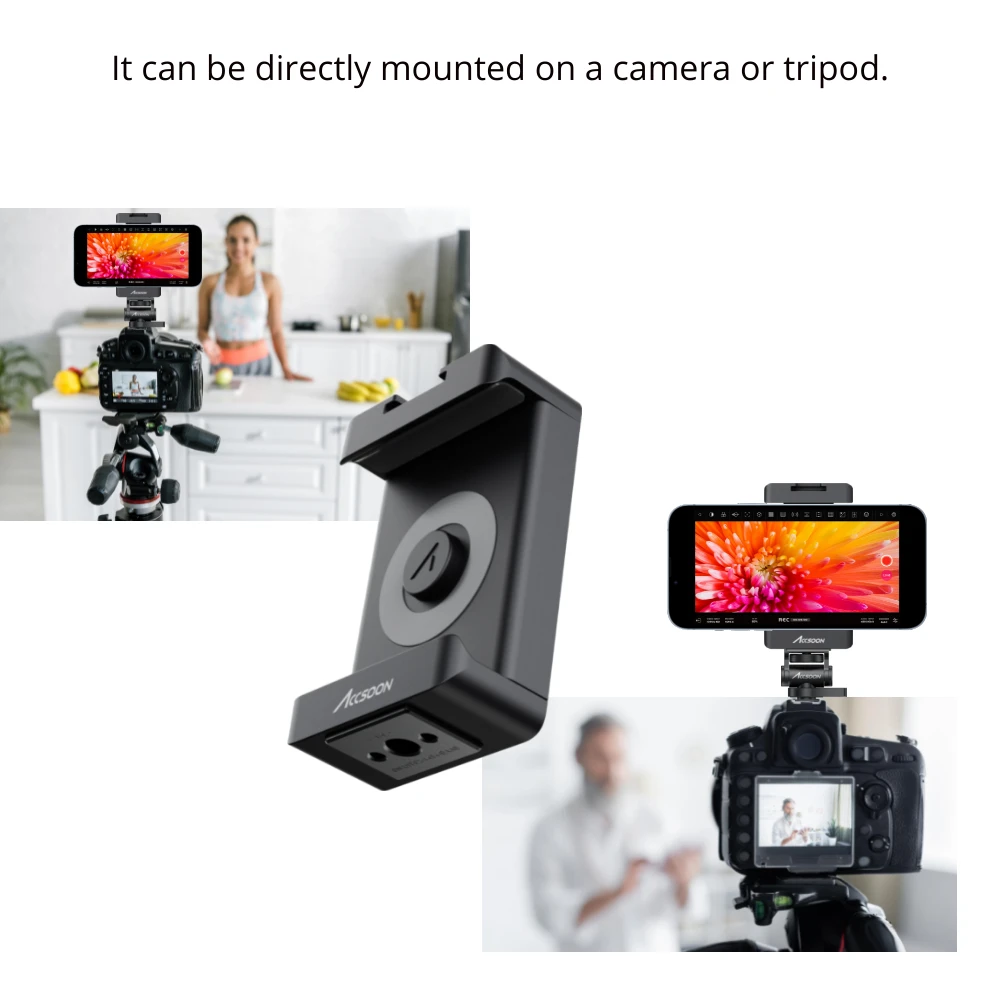 Accsoon Phone Clamp for Nano/ Seemo/Seemo Pro Adjustable Prefessional 1/4'' Phone Clip Holder Flash Hot Shoe Screw Adapter