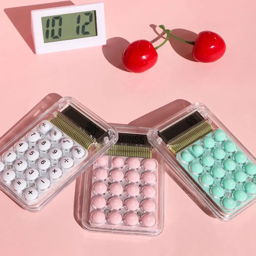 Mini Calculator Rebound Key Anti-slip Base Student Calculator Students Portable Transparent Electronic Calculator