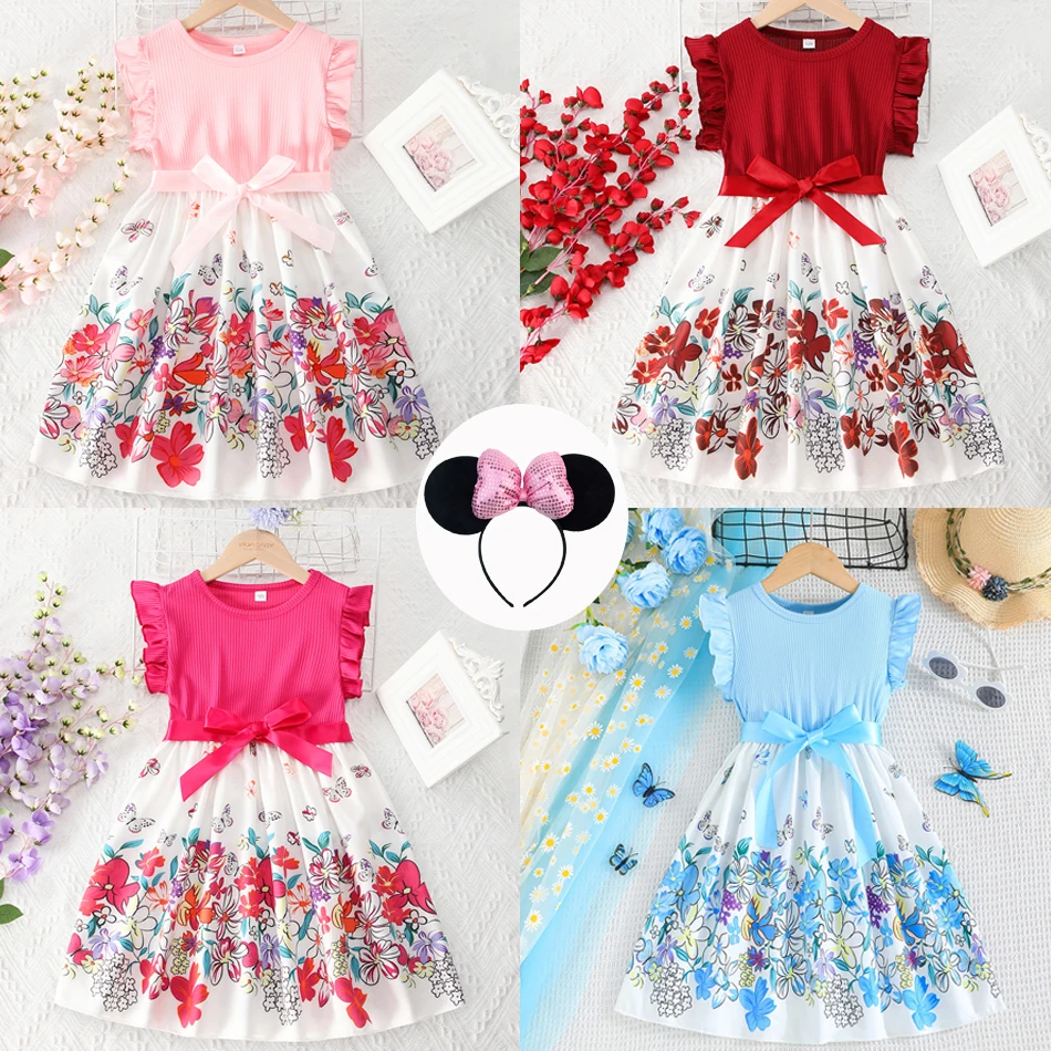

Dress For Kids 2-10 Years old Birthday Ruffled Sleeveless Floral Princess Summer Dresses For Baby Girl